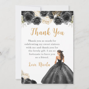 Princess i Black Dress Sweet sixteen Tack Kort