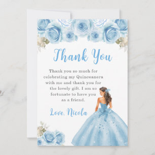 Princess i Blue Dress Quinceanera Tack Kort
