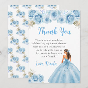 Princess i Blue Dress Sweet sixteen Tack Kort