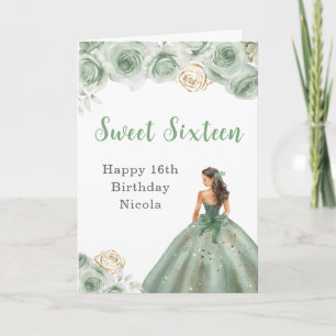 Princess i en Grönt Dress Sweet 16 Birthday Card Kort