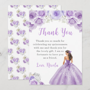 Princess i en Lila Dress Quinceanera Tack Kort