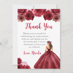 Princess i en Red Dress Quinceanera-Tack Tack Kort