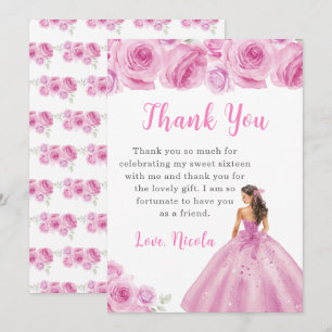 Princess i en Rosa Dress Sweet sixteen Tack Kort
