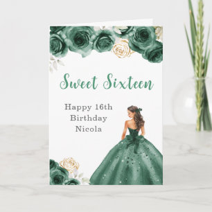 Princess i Grönt Dress Sweet sixteen Birthday Kort