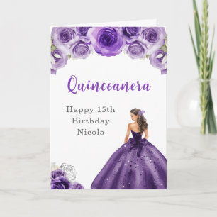 Princess i Lila Dress Birthday Quinceanera Kort
