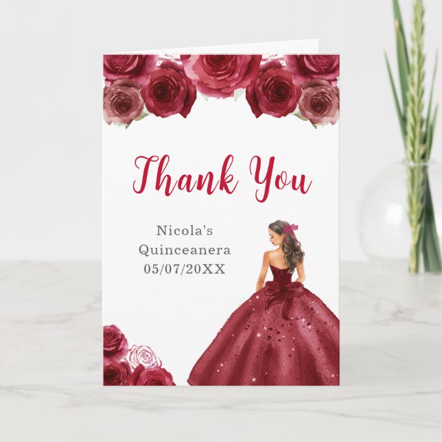 Princess i Red Dress Quinceanera Tack Kort (Framsida)