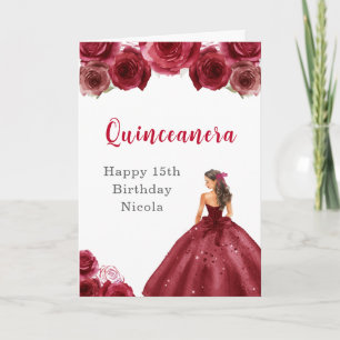 Princess i Red Dress Sweet Quinceanera Kort