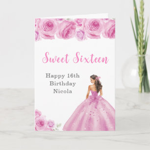 Princess i Rosa Dress Sweet sixteen Birthday Kort