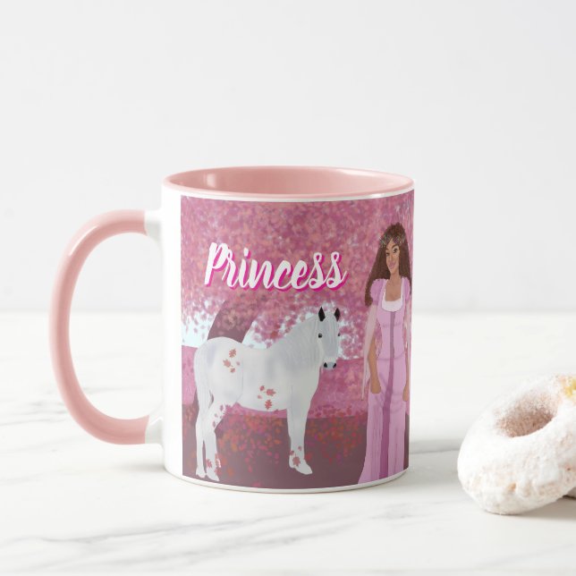 Princess i Rosa Forest | Fairytale | viskartad Mugg (Med munk)