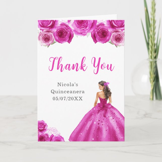 Princess i Shock rosa Dress Quinceanera Tack Kort (Framsida)