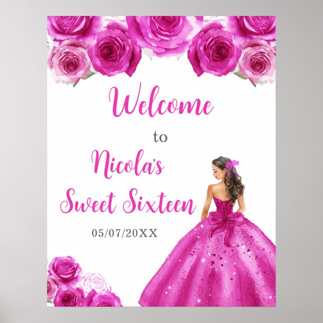 Princess i Shock rosa Dress Sweet sixteen Welcome Poster (Framsidan)