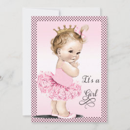 Princess i Tutupolka dotsbaby shower Inbjudningar