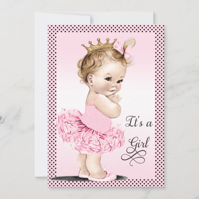 Princess i Tutupolka dotsbaby shower Inbjudningar (Framsida)