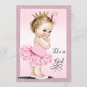 Princess i Tutupolka dotsbaby shower Inbjudningar