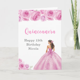 Princess in Ljus rosa Dress Birthday Quinceanera Kort