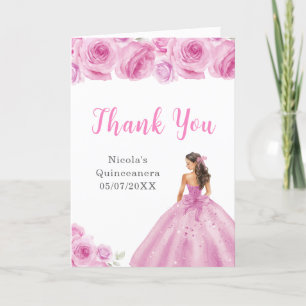 Princess in Ljus rosa Dress Quinceanera Tack Kort
