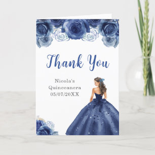 Princess in Navy Blue Dress Quinceanera Tack Kort