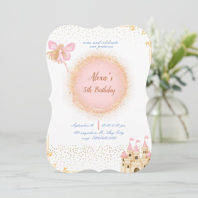 Princess in Prink Birthday bjudande Inbjudningar (Stående Fram)