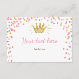 Princess Insert Card Girl Rosa Guld Shower Tilläggskort