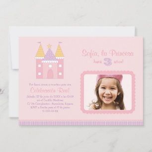 Princess Invitación de la Fiesta de Cumpleaños Inbjudningar