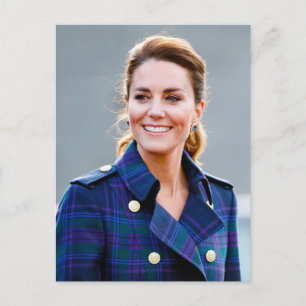 Princess Kate Blue plaid stilized Vykort