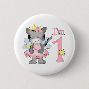 Princess Kattunge 1:a födelsedagen Knapp