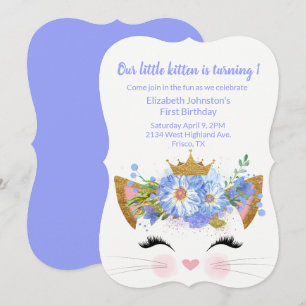 Princess Kattunge Babys första födelsedagsinbjudan Inbjudningar