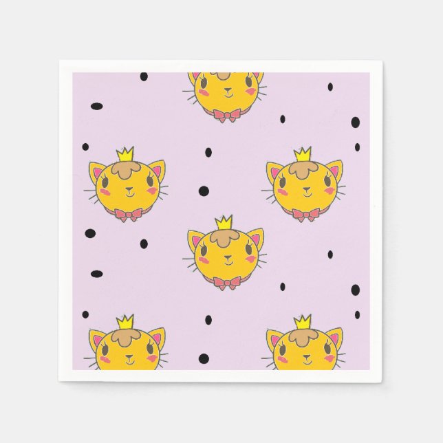 Princess kattunge på lila pappersservett (Framsidan)