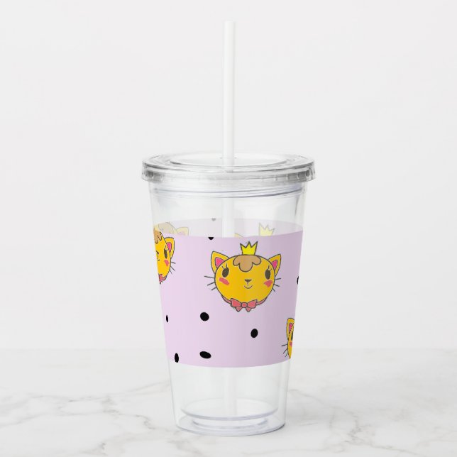 Princess kattunge på lila take away mugg (Framsida)