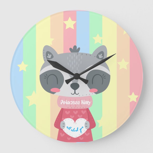 Princess Kattunge Round Acrylic Wall Clock Stor Klocka (Framsida)