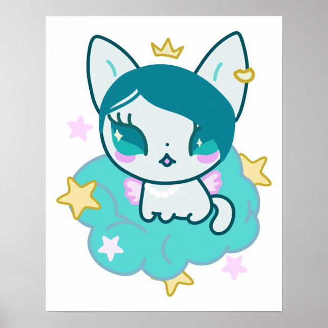 Princess kawaii kitten med vingar och krona poster (Framsidan)
