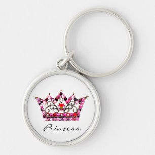 "Princess" Keychain Rund Silverfärgad Nyckelring