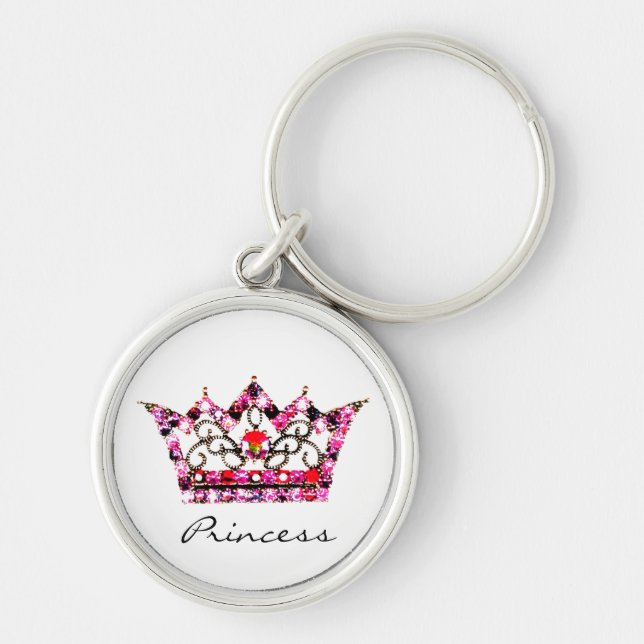 "Princess" Keychain Rund Silverfärgad Nyckelring (Framsidan)