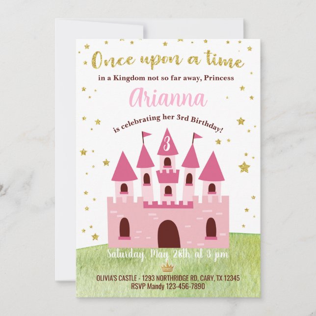 Princess Kingdom Castle birthday invite. Inbjudningar (Framsida)