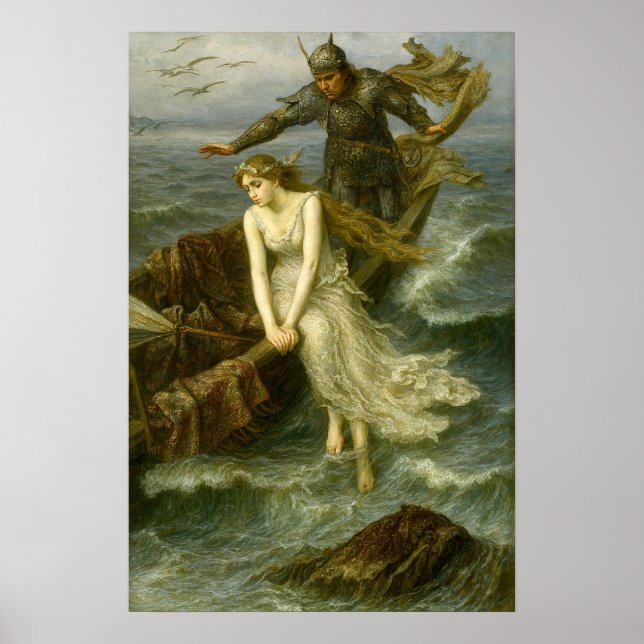 Princess & Knight At Sea Medieval Fantasy Art Poster (Framsidan)