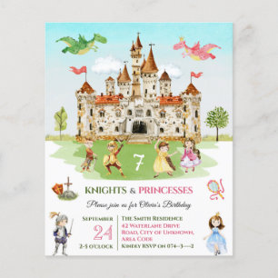 Princess Knight Baby child Birthday Bjud