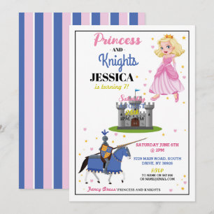 Princess & Knight Shared Girl Birthday Inbjudan