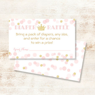 Princess Krona Baby Shower Diaper Raffle Biljett Tilläggskort