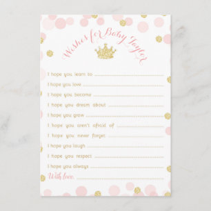 Princess Krona Baby Shower Önskemål för Baby Card Inbjudningar