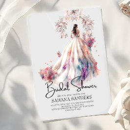 Princess Krona Blommigt Bröllop Dress Möhippa Inbjudningar