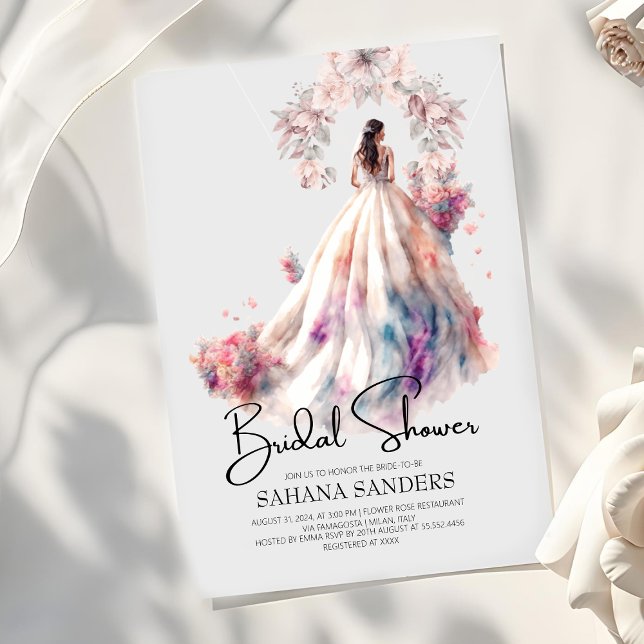 Princess Krona Blommigt Bröllop Dress Möhippa Inbjudningar (Skapare uppladdad)