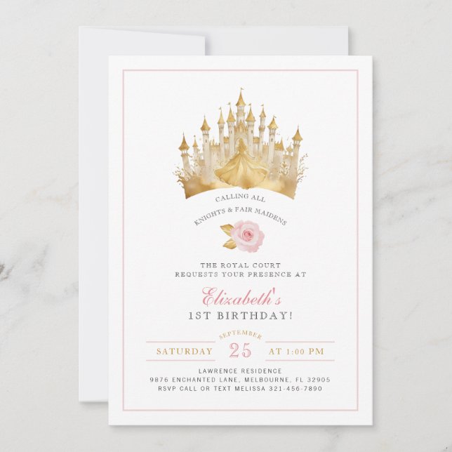 Princess Krona Fairytale Birthday-inbjudan Inbjudningar (Framsida)