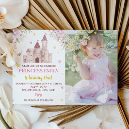 Princess Krona First Birthday bjudande Rosa Guld Inbjudningar