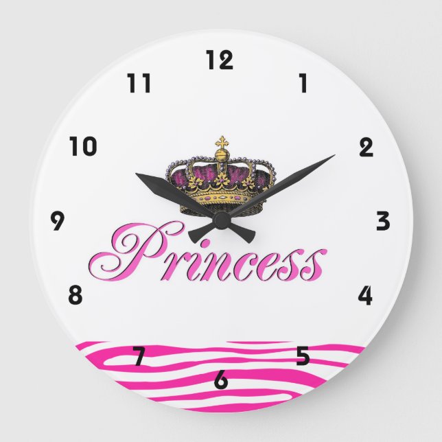 Princess krona i shock rosa stor klocka (Framsida)