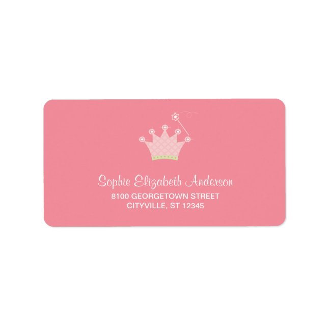 Princess Krona Kids Address Label Adressetikett (Framsidan)