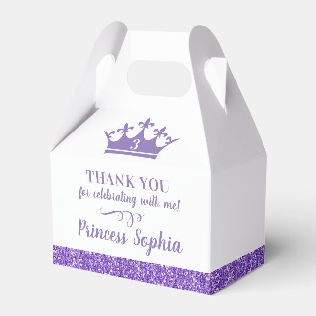 Princess Krona Lila Tack Birthday Presentaskar (Framsidan Sidan)