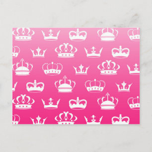 Princess krona mönster med rosa gradient vykort
