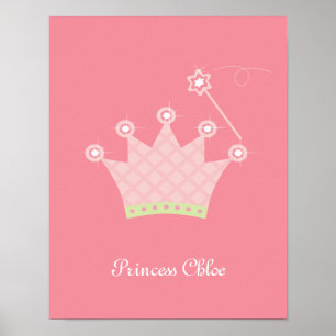 Princess Krona Personlig Kids Wall Art Poster