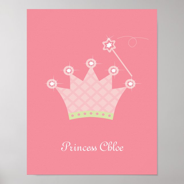 Princess Krona Personlig Kids Wall Art Poster (Framsidan)