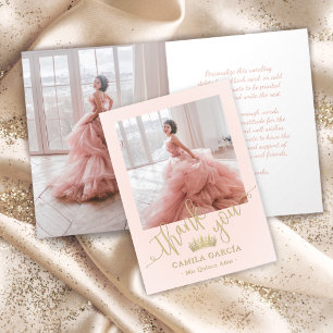 Princess Krona Quinceañera Chic  Rosa & Guld Tack Kort